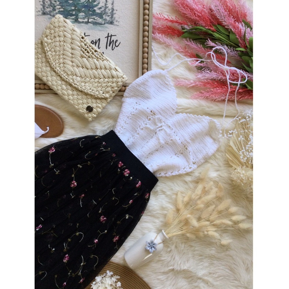 NWOT XS Lace Crochet Cloud Dancer Crocheted Crop Top Handmade Vintage Pattern